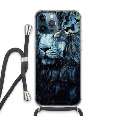 Darkness Lion: iPhone 13 Pro Max Transparant Hoesje met koord