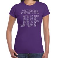 Glitter Super Juf t-shirt paars rhinestones steentjes voor dames - Glitter cadeau shirt/ outfit