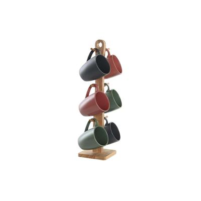 Set van 4 mokken DKD Home Decor Groen Roze Natuurlijk Donker grijs Keramiek 160 ml 17 x 12 x 39 cm
