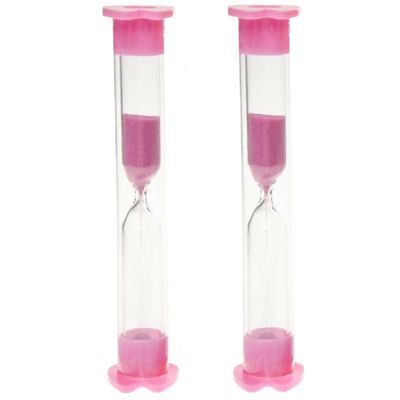 Zandlopers/badkamer douche/spelletjes 2 stuks timer roze 3 minuten
