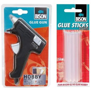 Bison Hobby lijmpistool 11 cm met 12 lijmpatronen   -