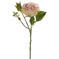 Kunstbloem roos Anne - perzik roze - 37 cm - decoratie bloemen - thumbnail