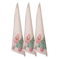 HAES DECO - Set van 3 Theedoeken - 50x70 cm - 100% Katoen - Pastel Nutcracker