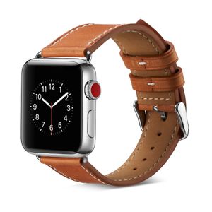 Bandje geschikt voor Apple Watch 42/44MM - Maat L - Horlogebandje - Polsband - Kunstleer - Bruin