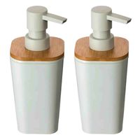 2x Stuks Zeeppompjes/zeepdispensers van kunststeen - wit - 300 ml - thumbnail