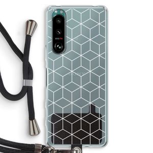 Zwart-witte kubussen: Sony Xperia 5 III Transparant Hoesje met koord