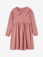 Jurk met fantasie kraag van gebreide tricot voor meisjes rouge