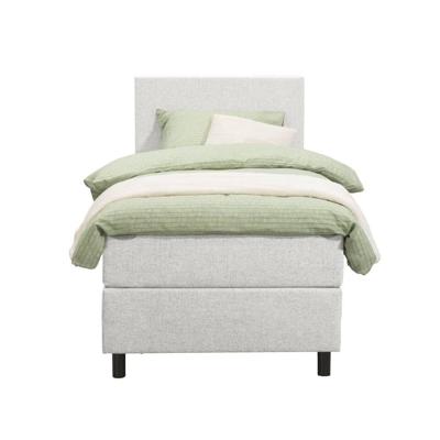 Leen Bakker - Boxspring Liv Egaal - Ecru - 90x200 Cm - Ronde Poot - Stof - Crème