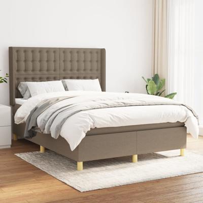 Boxspring met matras stof taupe 140x190 cm