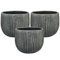 Bloempot/plantenpot - 3x - binnen - zwart/metaal look - D19 en H14 cm - cement