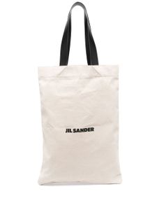 Jil Sander sac cabas en lin à logo imprimé - Tons neutres