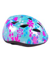 Volare kinder fietshelm xs blauw roze bloemetjes 47-51 cm extra klein model