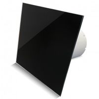 Badkamer/toilet ventilator - trekkoord - Ø125mm - vlak glas - glans zwart - thumbnail