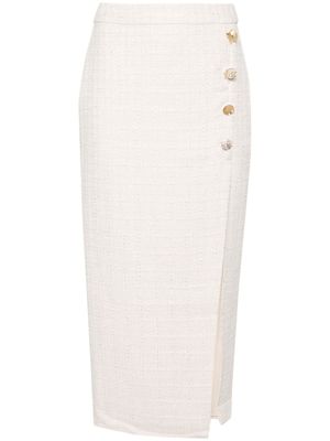 Self-Portrait jupe crayon en tweed - Tons neutres