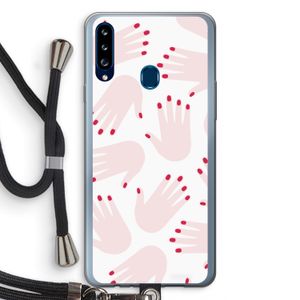 Hands pink: Samsung Galaxy A20s Transparant Hoesje met koord