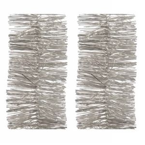 2x Kerst lametta guirlandes licht parel/zilver 270 cm kerstboom versiering/decoratie   -