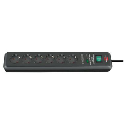 Brennenstuhl 1159540366 PDU Stekkerdoos | Secure-Tec | 6 Sockets | Overspanningsbeveiliging | Schakelaar | Zwart | 2 meter