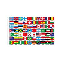 Internationale versiering Vlag - met 70 landen - 150 x 90 cm - polyester - met ringen