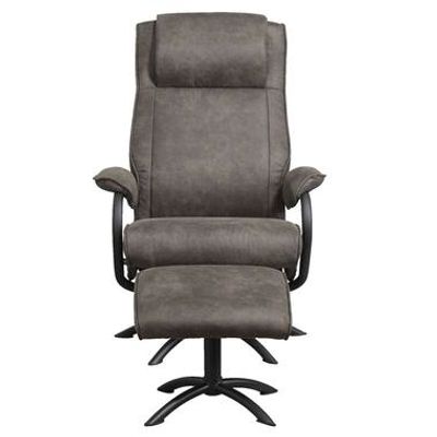 Relaxfauteuil Vincent incl. hocker - Stof Preston - antraciet - Leen Bakker