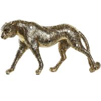 Items Home decoratie dieren beelden - Luipaard - 34 x 7 x 17 cm - voor binnen - goud kleurig   -