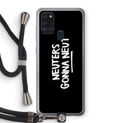 Neuters (zwart): Samsung Galaxy A21s Transparant Hoesje met koord