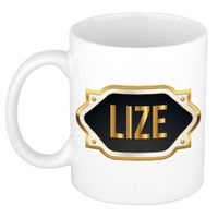 Naam cadeau mok / beker Lize met gouden embleem 300 ml