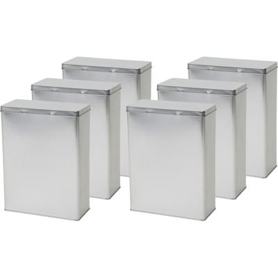 Opbergblik - 6x - zilver - 19x9x25 cm - voorraadblikken - voorraadbussen - - 3.8 liter - bewaarblik