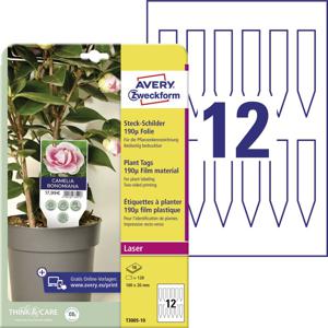 Avery-Zweckform T3005-10 Insteekbare labels 100 x 20 mm Polyester Wit 120 stuk(s) Niet hechtend Laser (kleur), Laser (zwart/wit)