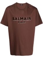 Balmain t-shirt en coton à logo floqué - Marron - thumbnail