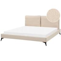 Beliani - MELLE - Tweepersoonsbed - Beige - 180 x 200 cm - Bouclé