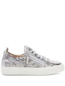 Giuseppe Zanotti baskets Gail à effet peau de serpent - Gris