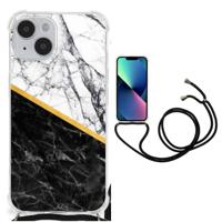 iPhone 14 Anti-Shock Hoesje Marmer Wit Zwart - Origineel Cadeau Man