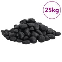 VidaXL Kiezelstenen gepolijst 2-5 cm 25 kg zwart