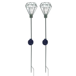 Luxform - Tuinlamp met grondspies - Diamond - 2 stuks - LED - Werkend op zonne-energie