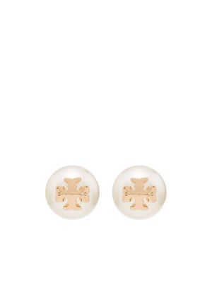 Tory Burch puces d'oreilles en perles à plaque logo