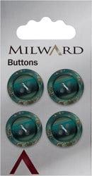 Milward Glans Knoop Turquoise 17mm (4 stuks)