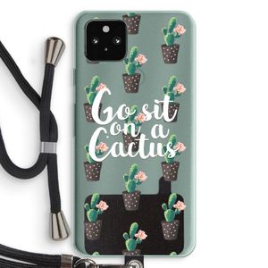 Cactus quote: Pixel 5a 5G Transparant Hoesje met koord
