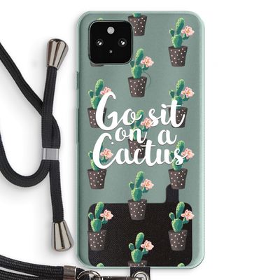 Cactus quote: Pixel 5a 5G Transparant Hoesje met koord