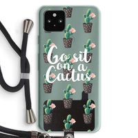 Cactus quote: Pixel 5a 5G Transparant Hoesje met koord