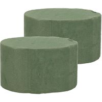 2x Ronde groene steekschuim/oase blokken nat 10 x 6 cm