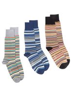 Paul Smith lot de trois paires de chaussettes à rayures - Bleu - thumbnail