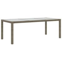 vidaXL Tuintafel 190x90x75 cm gehard glas en poly rattan grijs - thumbnail