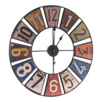 Muurklok Gift Decor Geel Blauw Wit Zwart Rood Groen Multicolour Oranje Roze Metaal 60 x 4,5 x 60 cm Retro