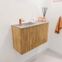 Toiletmeubel Mondiaz Joya Dlux | 71.6 cm | Meubelkleur Oak | Faye wastafel Glace Wasbak Links | 1 kraangat