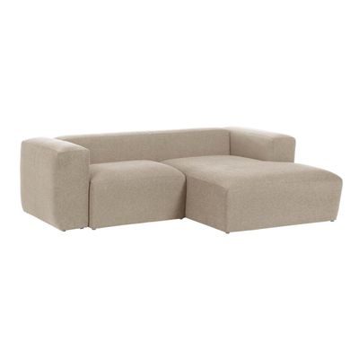 2-zitsbank Blok beige met chaise longue rechts 240 cm