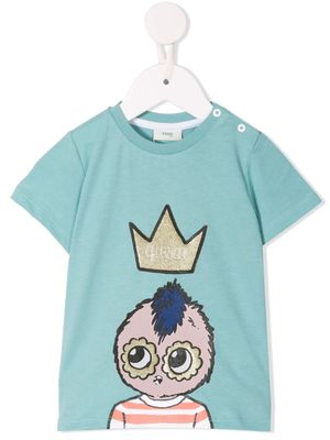 Fendi Kids t-shirt imprimé - Bleu