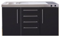 MPS4 150 Zwart mat met koelkast en 4 ladekasten RAI-9537