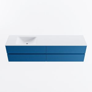 MONDIAZ VICA 190cm badmeubel onderkast Jeans 4 lades. Wastafel CLOUD links 1 kraangat, kleur Talc.