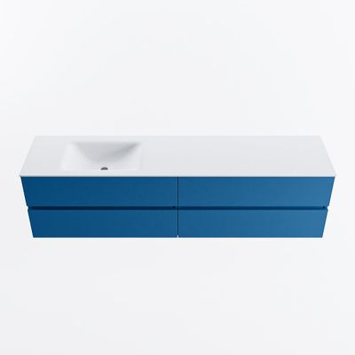 MONDIAZ VICA 190cm badmeubel onderkast Jeans 4 lades. Wastafel CLOUD links 1 kraangat, kleur Talc.