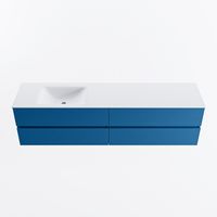 MONDIAZ VICA 190cm badmeubel onderkast Jeans 4 lades. Wastafel CLOUD links 1 kraangat, kleur Talc.